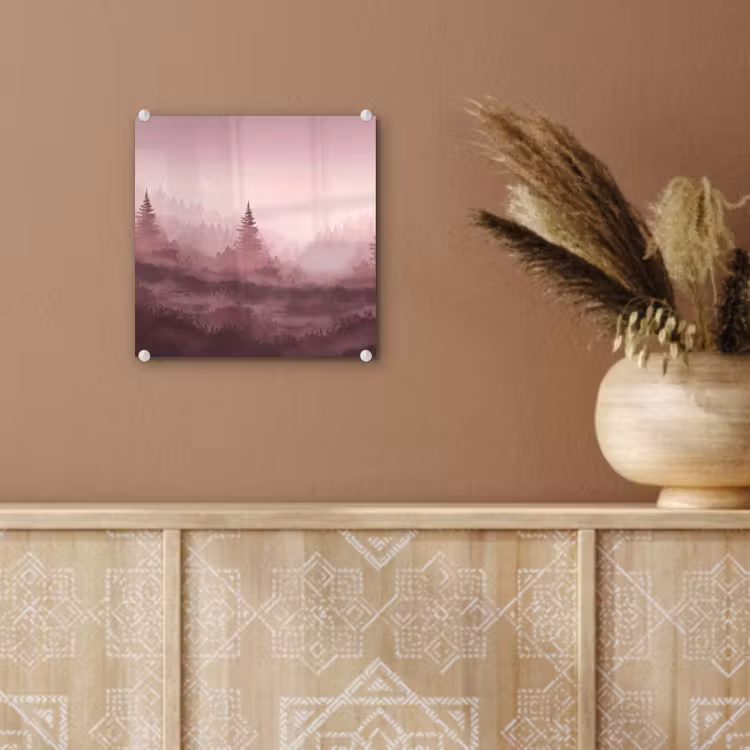 Landschap - Mistig - Roze plexiglas 5mm klein -sfeer5