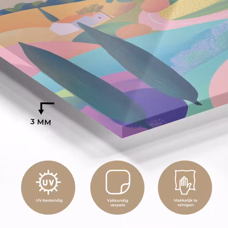 Landschap - Paars - Pastel - Huizen plexiglas 5mm klein -sfeer2
