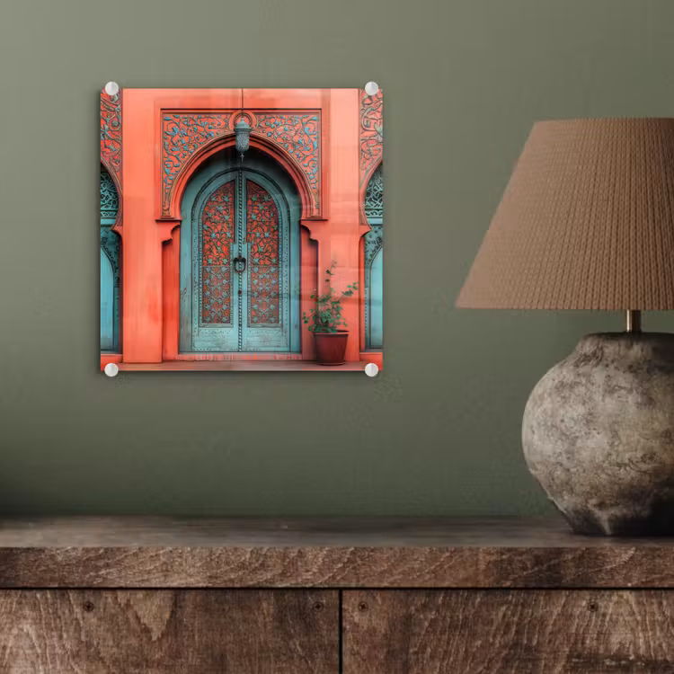 Lantaarn - Deur - Turquoise plexiglas 5mm klein -sfeer3