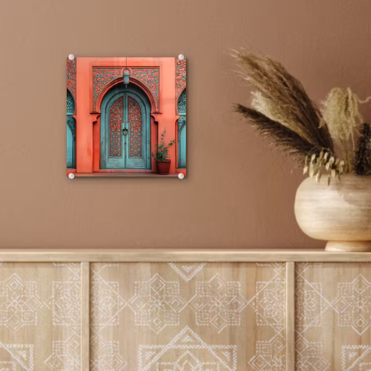 Lantaarn - Deur - Turquoise plexiglas 5mm klein -sfeer5