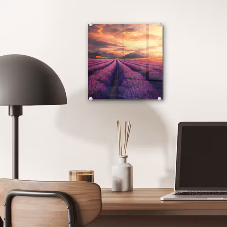 Lavendelveld - Zonsondergang - Paars plexiglas 5mm klein -sfeer6