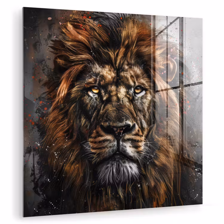 Leeuw - Dieren - Portret - Zwart - Luxe plexiglas 5mm klein -zzzproduct_nieuw