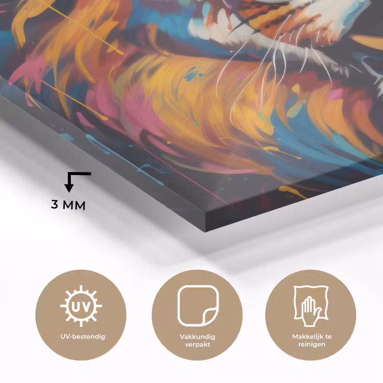 Leeuw - Graffiti - Dieren - Zwart plexiglas 5mm klein -sfeer2