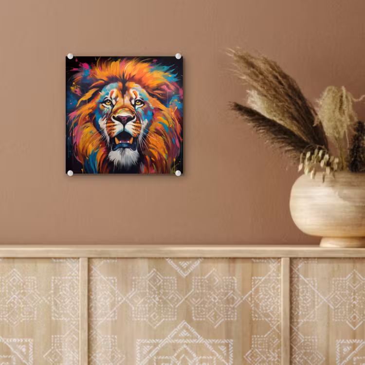 Leeuw - Graffiti - Dieren - Zwart plexiglas 5mm klein -sfeer5