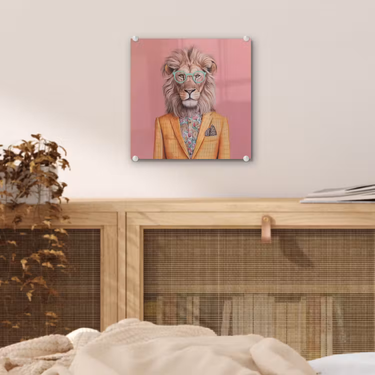 Leeuw - Pak - Geruit - Bril plexiglas 5mm klein -sfeer4