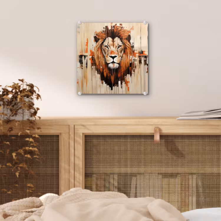 Leeuwenkop - Lijnen - Crème plexiglas 5mm klein -sfeer4