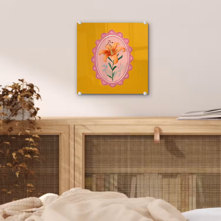 Lelie - Oranje - Lijst - Ovaal plexiglas 5mm klein -sfeer4