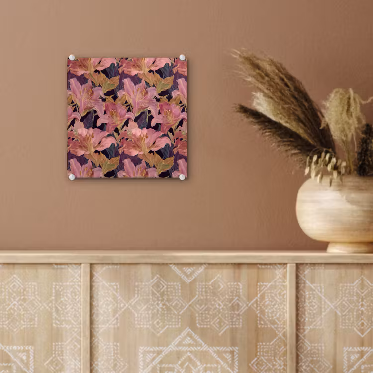Lelies - Patroon - Roze - Goud plexiglas 5mm klein 11 -sfeer5