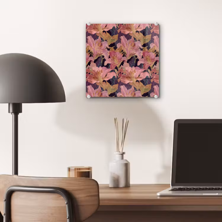 Lelies - Patroon - Roze - Goud plexiglas 5mm klein 11 -sfeer6