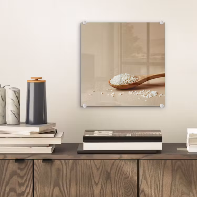 Lepel - Rijst - Hout - Beige plexiglas 5mm klein -sfeer1