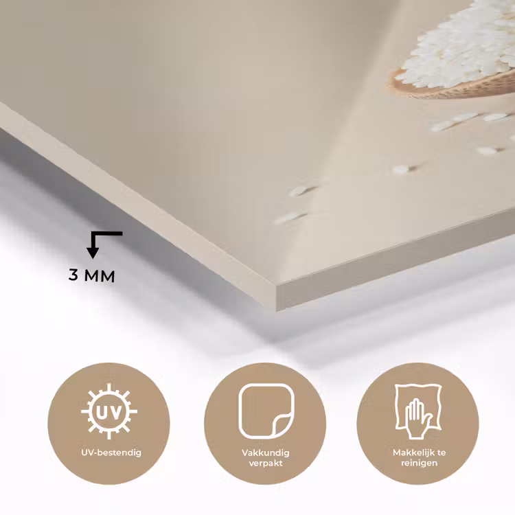 Lepel - Rijst - Hout - Beige plexiglas 5mm klein -sfeer2