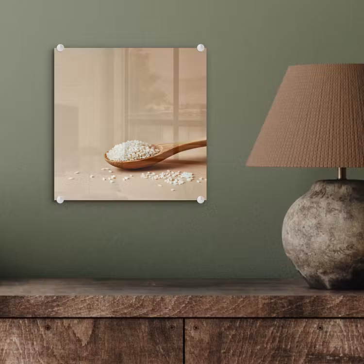 Lepel - Rijst - Hout - Beige plexiglas 5mm klein -sfeer3