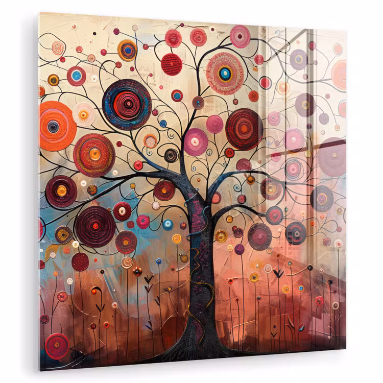Levensboom - Bloemen - Roze - Hippie - Kunst plexiglas 5mm klein -zzzproduct_nieuw