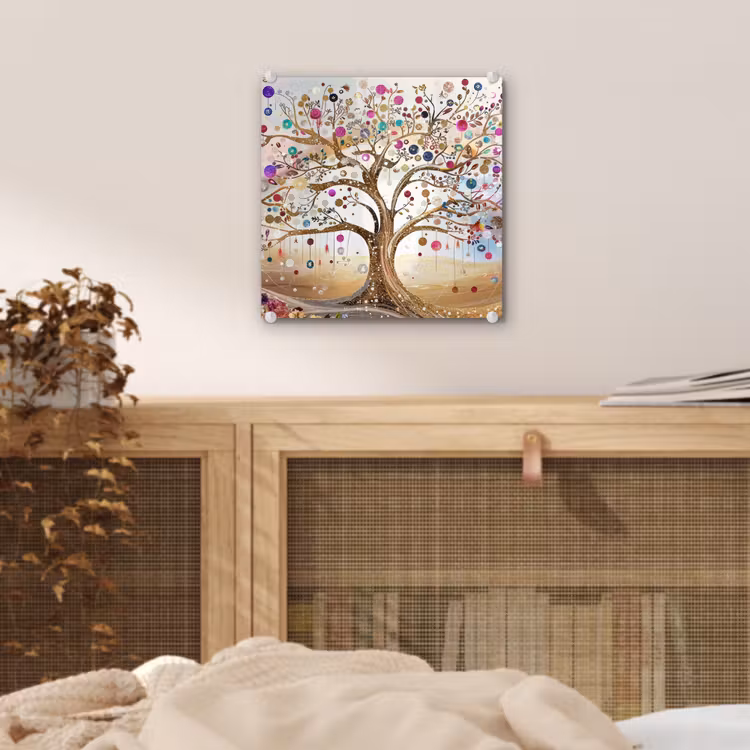 Levensboom - Goud - Kleurrijk - Abstract - Aesthetic plexiglas 5mm klein -sfeer4