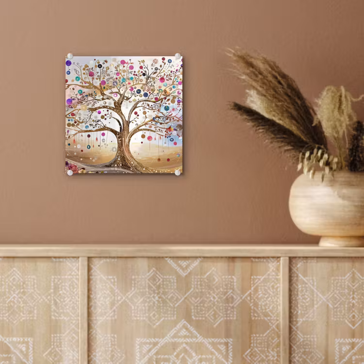Levensboom - Goud - Kleurrijk - Abstract - Aesthetic plexiglas 5mm klein -sfeer5
