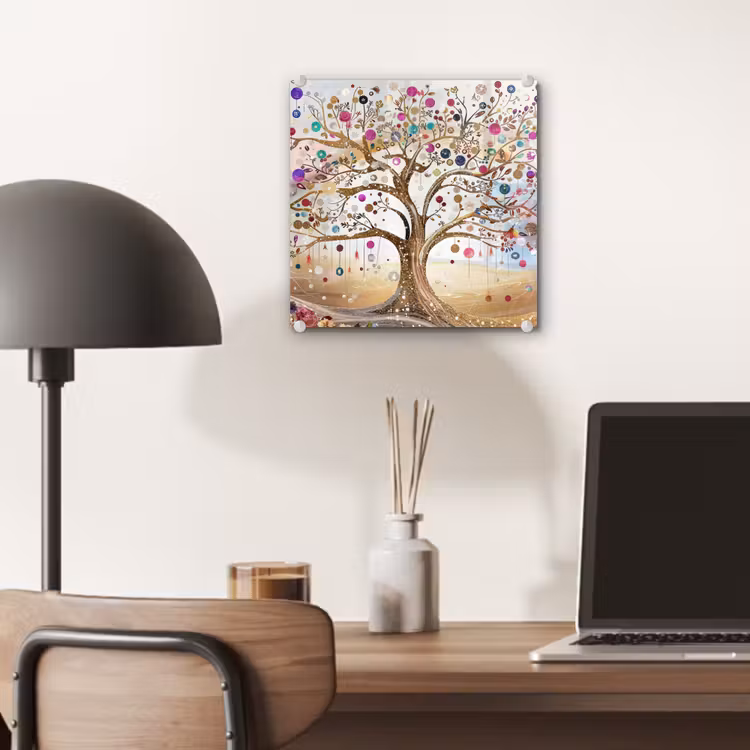 Levensboom - Goud - Kleurrijk - Abstract - Aesthetic plexiglas 5mm klein -sfeer6