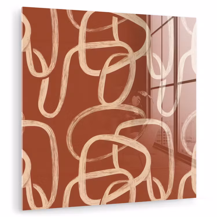 Lijnen - Abstract - Organisch - Terracotta - Crème plexiglas 5mm klein 11 -zzzproduct_nieuw