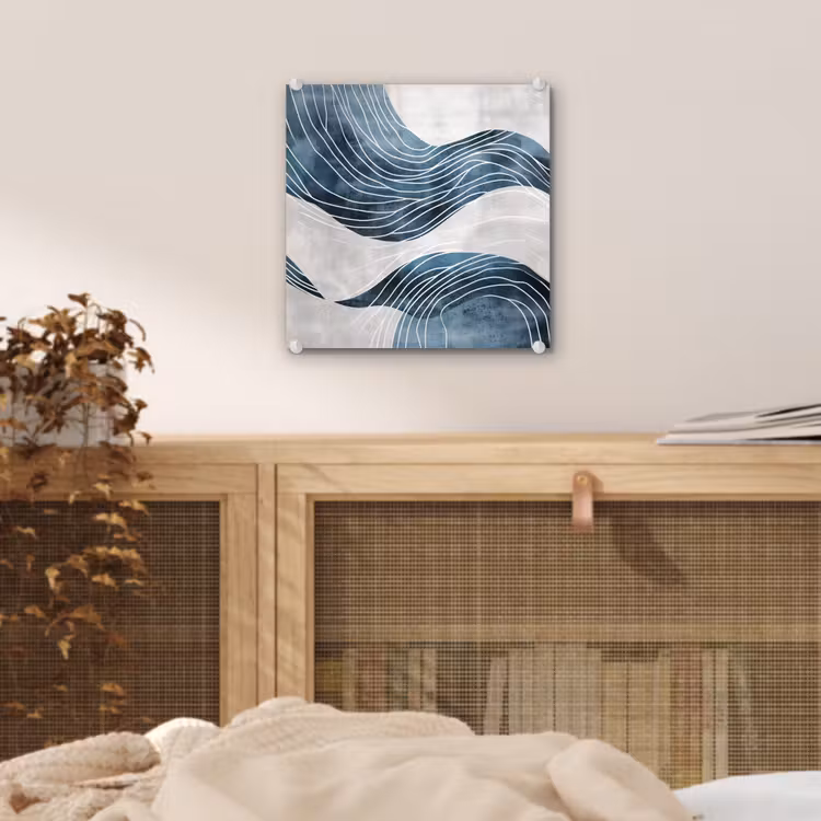 Lijnen - Golven - Abstract - Blauw plexiglas 5mm klein -sfeer4
