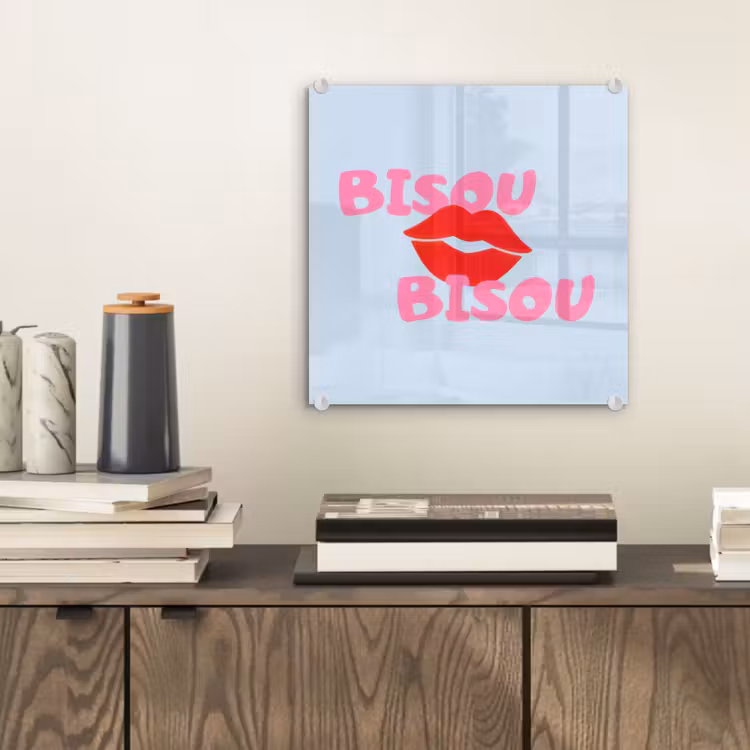 Lippen - Bisou - Blauw plexiglas 5mm klein -sfeer1