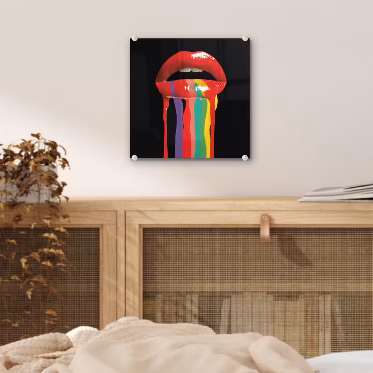Lippen - Kleuren - Zwart plexiglas 5mm klein -sfeer4