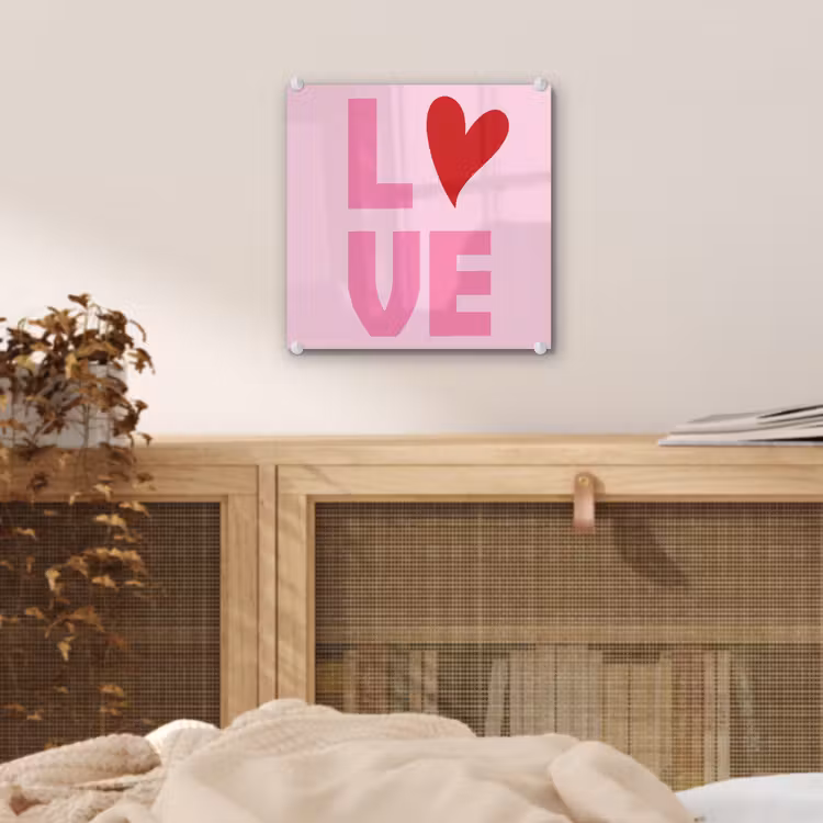 Love - Roze - Hart - Valentijn plexiglas 5mm klein -sfeer4