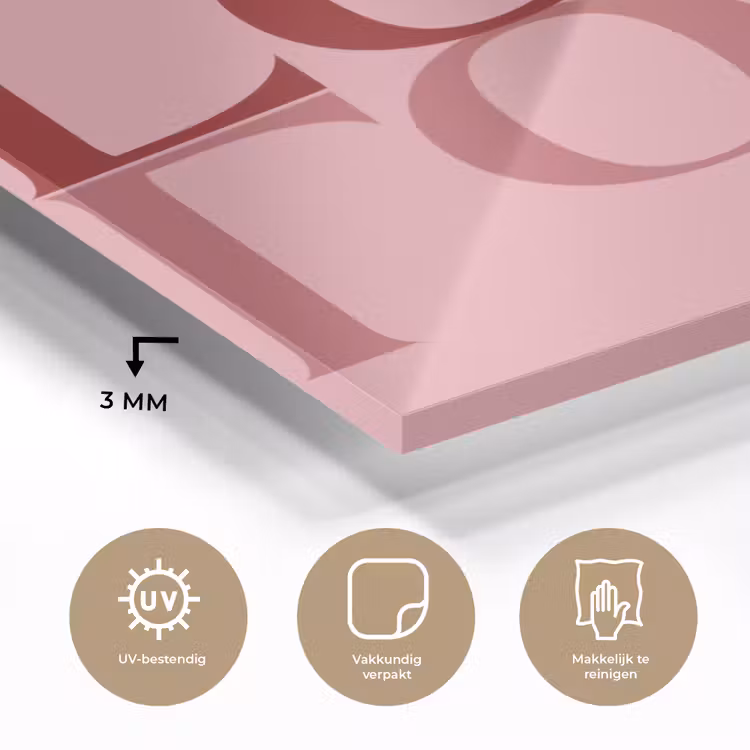 Love - Roze - Spiegeling plexiglas 5mm klein -sfeer2