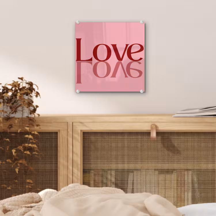 Love - Roze - Spiegeling plexiglas 5mm klein -sfeer4
