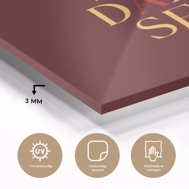 Love your damn self - Kleurrijk - Bordeaux plexiglas 5mm klein -sfeer2