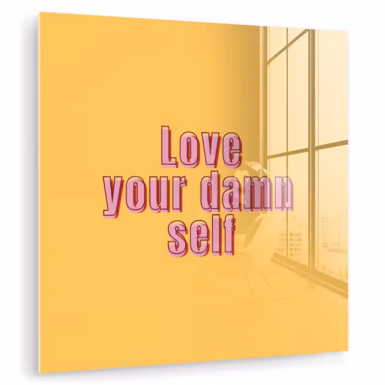 Love yourself - Roze - Geel plexiglas 5mm klein -zzzproduct_nieuw
