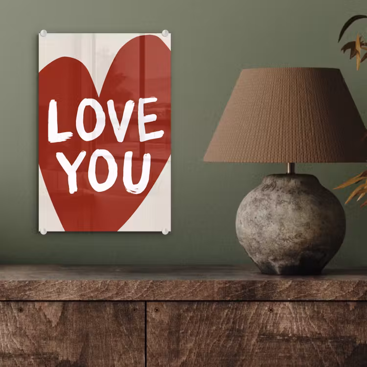 Loveyou - Hart - Rood plexiglas 5mm klein -sfeer3