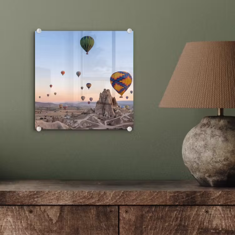 Luchtballonnen - Rotsen - Zonsopgang plexiglas 5mm klein -sfeer3