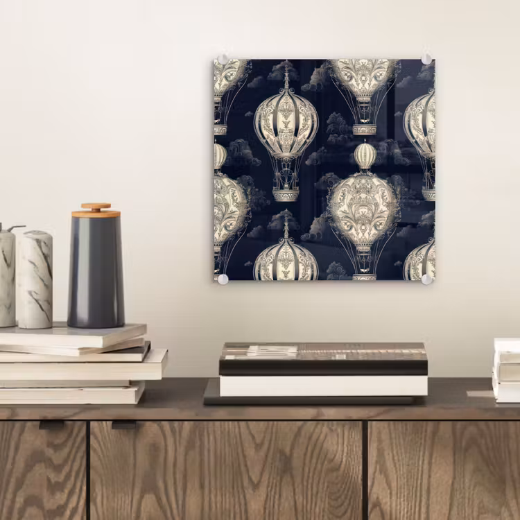 Luchtballonnen - Wolken - Patroon - Donkerblauw plexiglas 5mm klein 11 -sfeer1