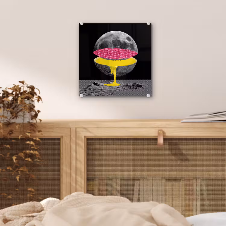 Maan - Geel - Roze - Zwart plexiglas 5mm klein -sfeer4