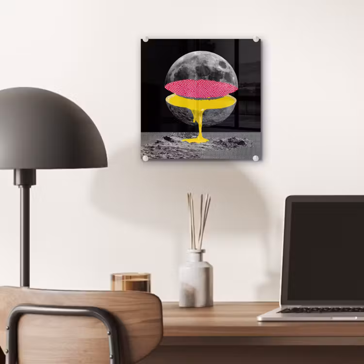 Maan - Geel - Roze - Zwart plexiglas 5mm klein -sfeer6