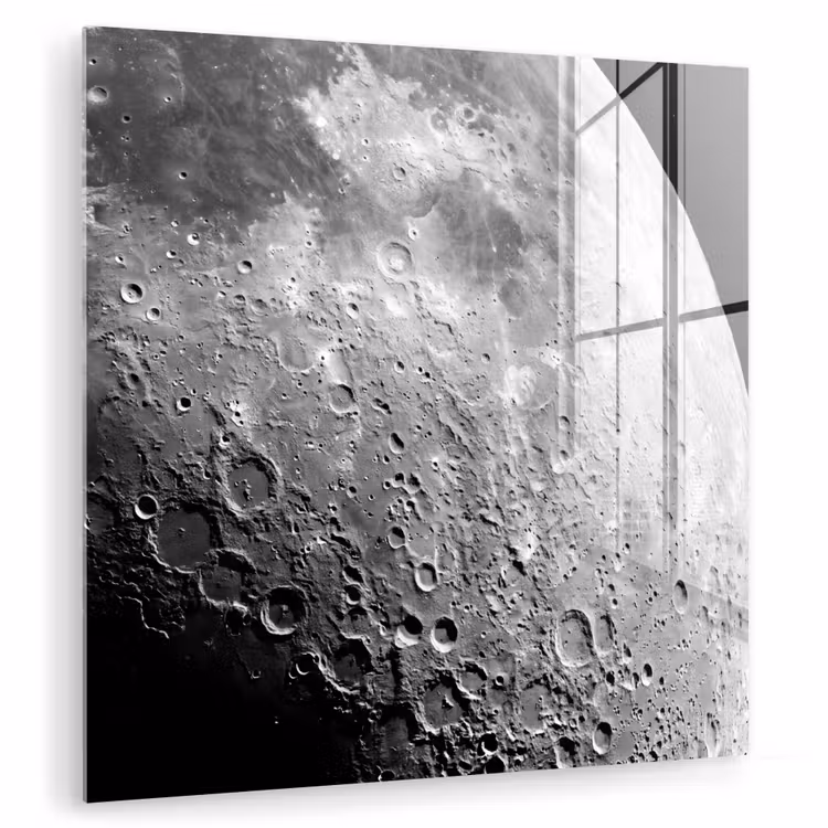 Glas schilderij - Maan - Kraters - Ruimte - Maan - Kraters - Ruimte plexiglas 5mm klein