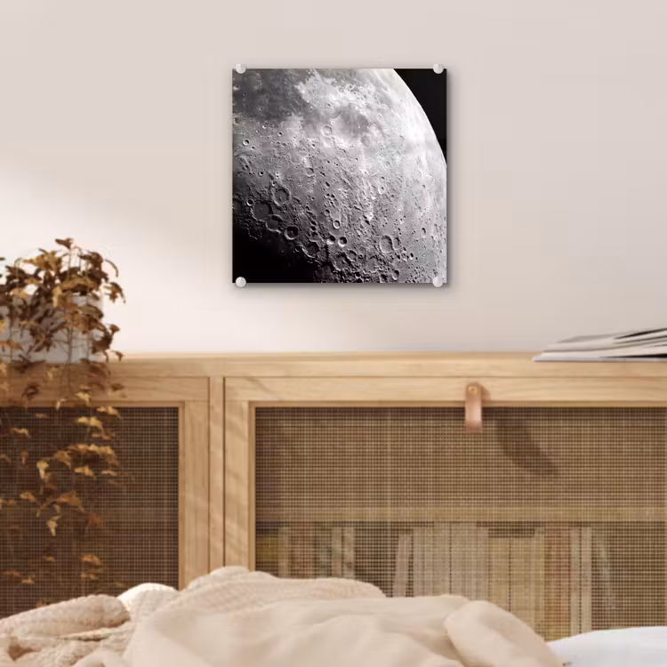 Glas schilderij - Maan - Kraters - Ruimte - Maan - Kraters - Ruimte plexiglas 5mm klein