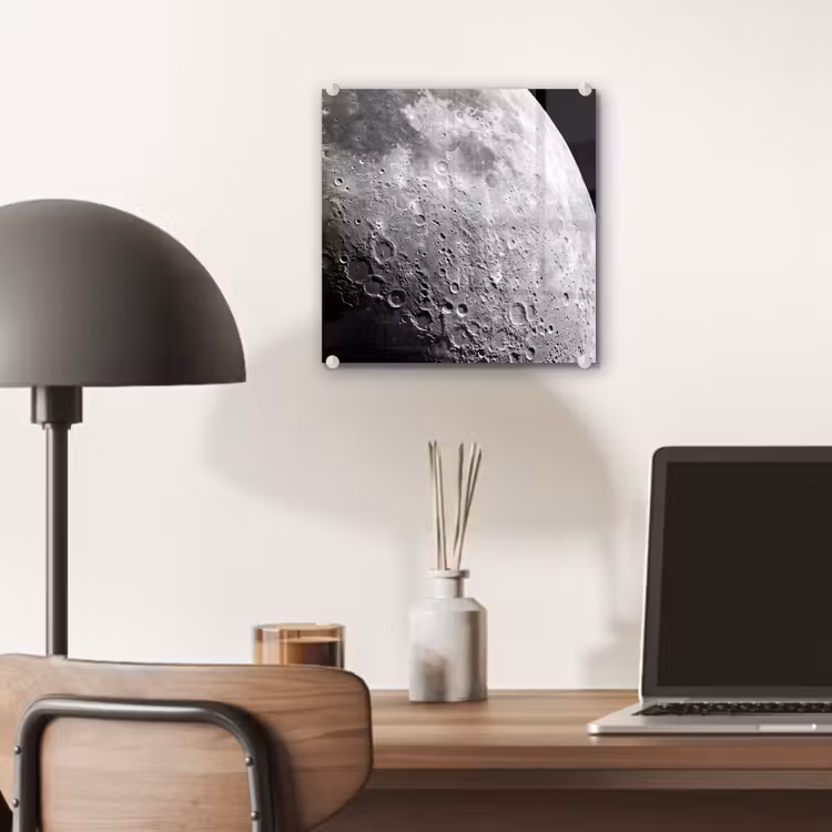 Glas schilderij - Maan - Kraters - Ruimte - Maan - Kraters - Ruimte plexiglas 5mm klein