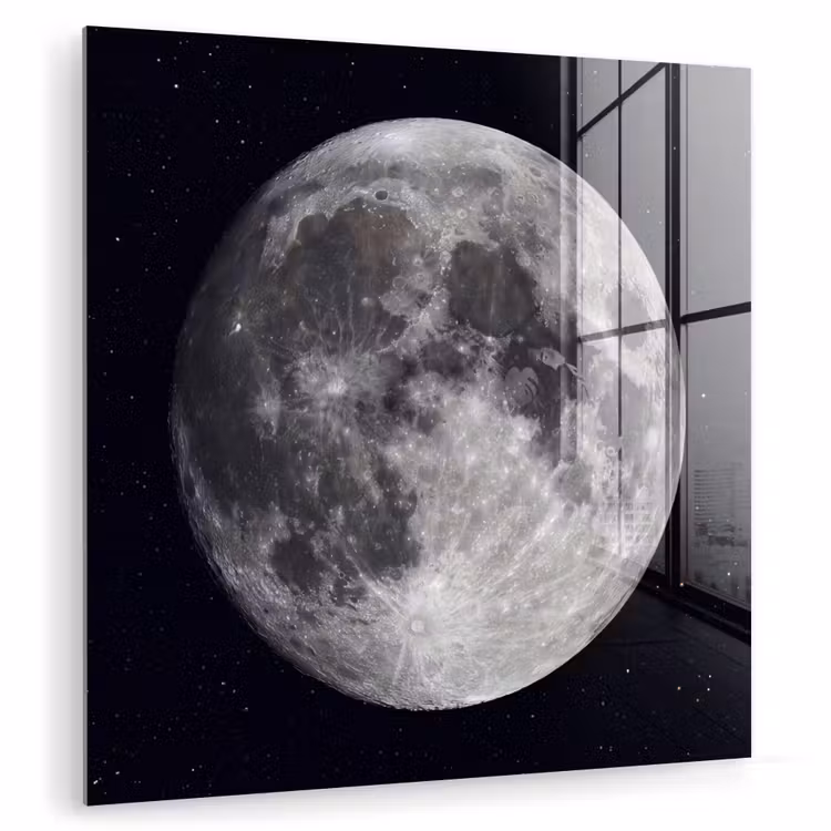 Glas schilderij - Maan - Sterren - Ruimte - Maan - Sterren - Ruimte plexiglas 5mm klein