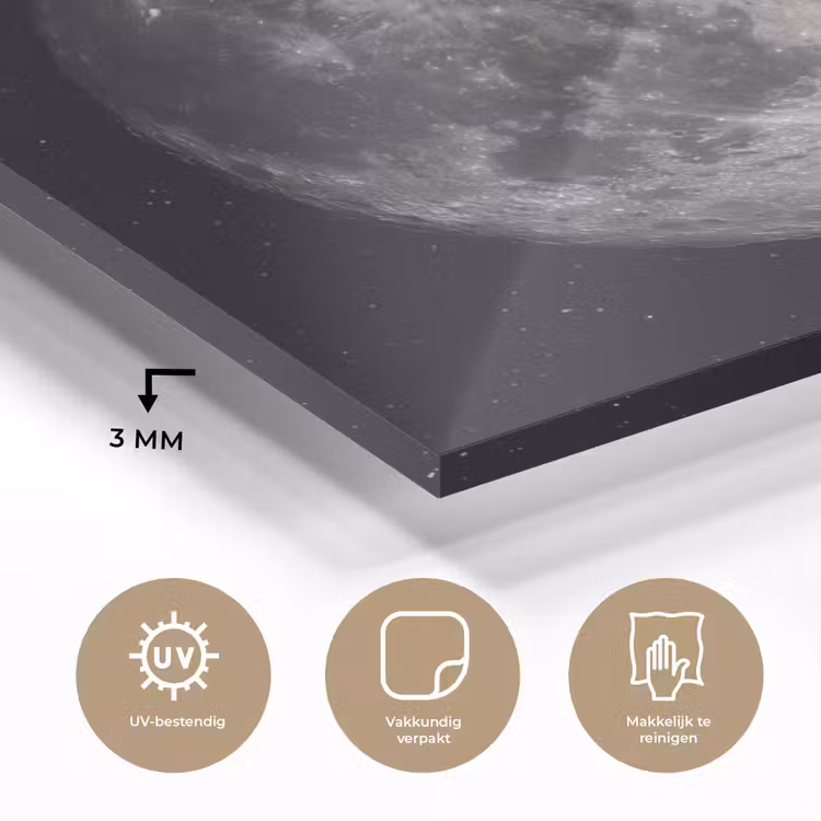 Glas schilderij - Maan - Sterren - Ruimte - Maan - Sterren - Ruimte plexiglas 5mm klein