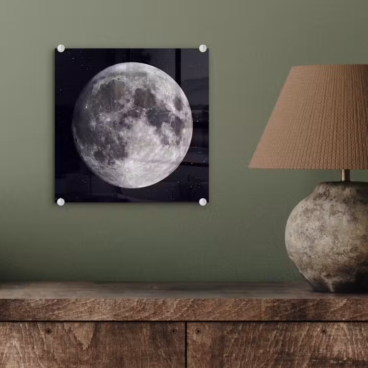 Glas schilderij - Maan - Sterren - Ruimte - Maan - Sterren - Ruimte plexiglas 5mm klein
