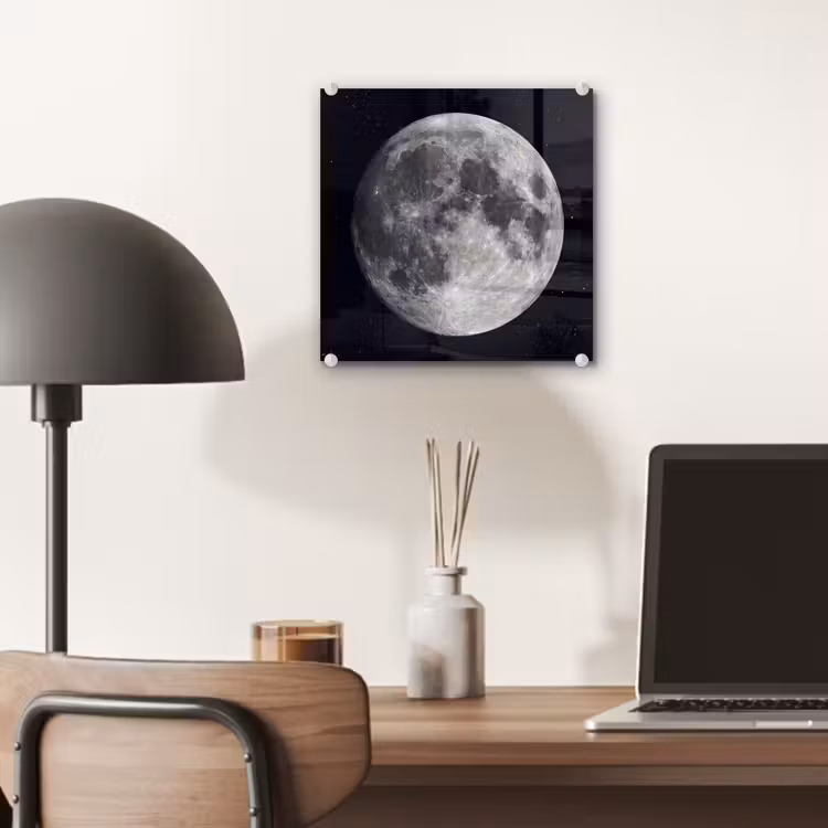 Glas schilderij - Maan - Sterren - Ruimte - Maan - Sterren - Ruimte plexiglas 5mm klein