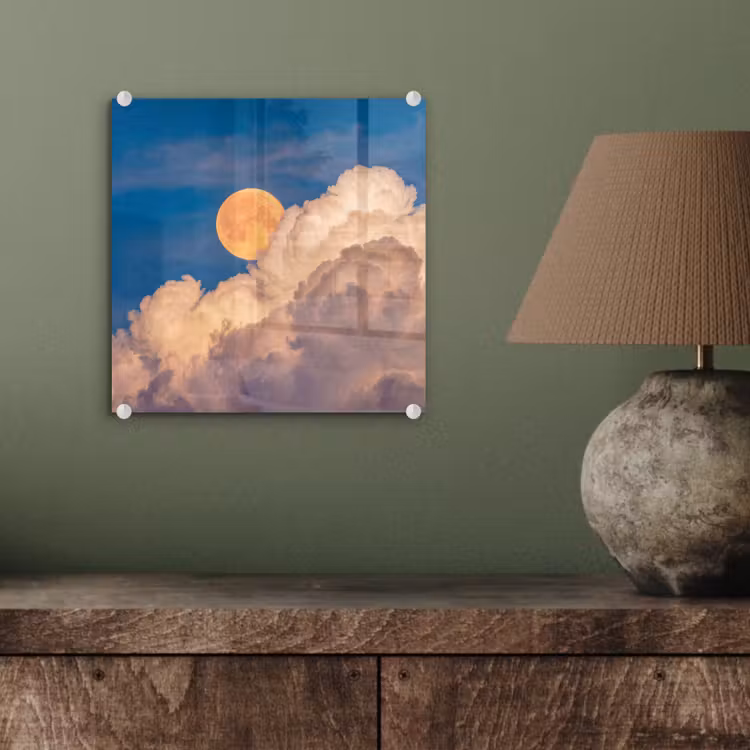 Maan - Wolken - Natuur - Oranje plexiglas 5mm klein -sfeer3