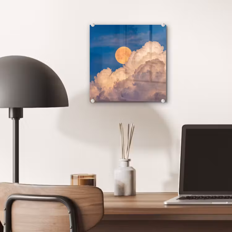 Maan - Wolken - Natuur - Oranje plexiglas 5mm klein -sfeer6