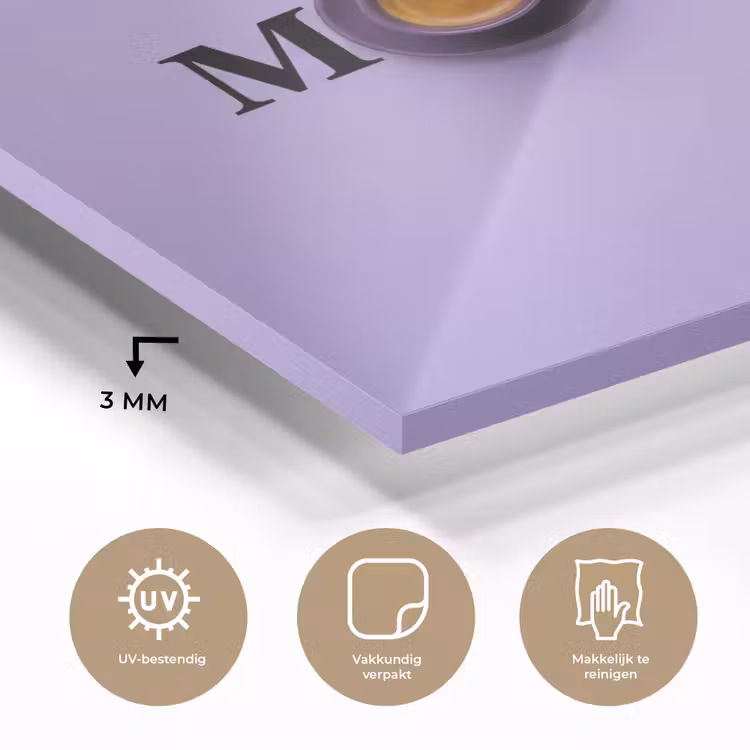 Maandag - Mok - Koffie - Paars plexiglas 5mm klein -sfeer2