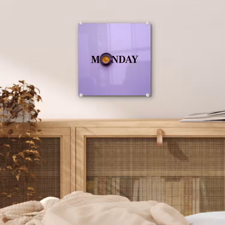 Maandag - Mok - Koffie - Paars plexiglas 5mm klein -sfeer4