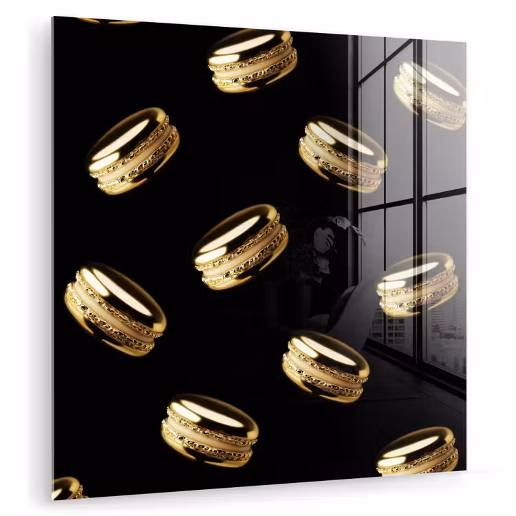 Macarons - Patroon - Goud - Zwart plexiglas 5mm klein -zzzproduct_nieuw