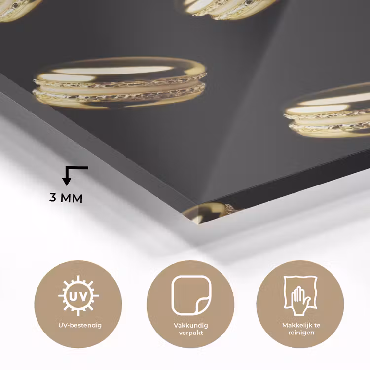 Macarons - Patroon - Goud - Zwart plexiglas 5mm klein -sfeer2