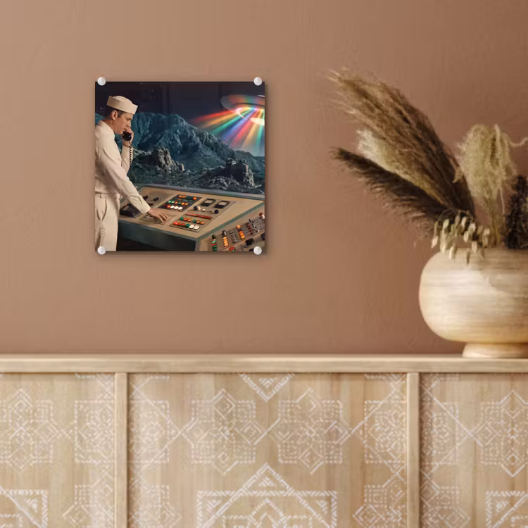 Glas schilderij - Man - Controlekamer - Strand - Man - Controlekamer - Strand plexiglas 5mm klein