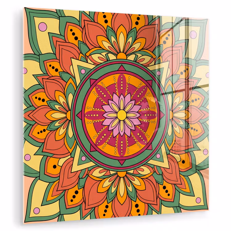 Mandala - Bloemen - Abstract - Kleurrijk plexiglas 5mm klein -zzzproduct_nieuw