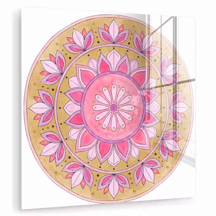 Mandala - Patroon - Kunst - Aquarel - Roze plexiglas 5mm klein -zzzproduct_nieuw